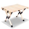 Folding Wooden Picnic Table with Carry Bag, Portable Roll Up Camping Table for Travelling, Beach, Patio, Garden, BBQ