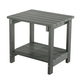 Key West Weather Resistant Outdoor Indoor Plastic Wood End Table, Patio Rectangular Side table, Small table for Deck, Backyards, Lawns, Poolside