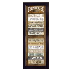 "Farmhouse Rules" By Marla Rae, Printed Wall Art, Ready To Hang Framed Poster, Black Frame