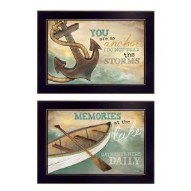 "Memories at the Lake Collection" 2-Piece Vignette By Marla Rae, Printed Wall Art, Ready To Hang Framed Poster, Black Frame