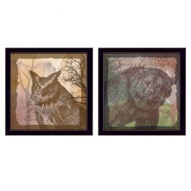 "Wildlife Collection" Collection" 2-Piece Vignette By Barb Tourtillotte, Printed Wall Art, Ready To Hang Framed Poster, Black Frame