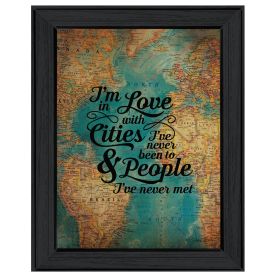 "Cities and People" By Susan Ball, Printed Wall Art, Ready To Hang Framed Poster, Black Frame