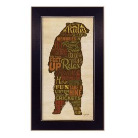 "Cabin rules" By Lauren Rader, Printed Wall Art, Ready To Hang Framed Poster, Black Frame