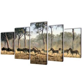 Canvas Wall Print Set Zebras 39" x 20"