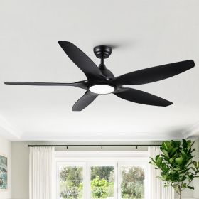 YUHAO 60 in. Integrated LED Indoor&Outdoor Matte Black Ceiling Fan with Light Kit and Remote