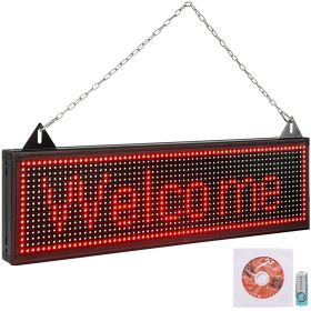 VEVOR LED Scrolling Sign, 27" x 8" WiFi & USB Control P10 Programmable Display, Indoor Red High Resolution Message Board