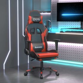 Gaming Chair with Footrest Black and Red Faux Leather