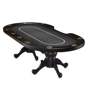 INO Design 96" Oval Black Aura 10 Players Texas Holdem Casino Board Game Bet Line Felt Surface Poker Table