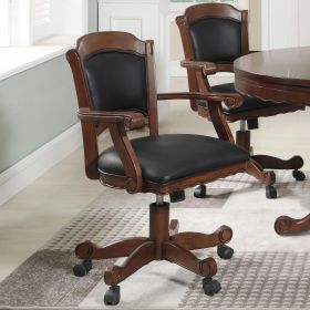 Black and Tobacco Upholstered Game Chair with Casters