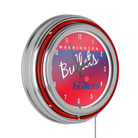 Washington Bullets Hardwood Classics NBA Chrome Neon Clock