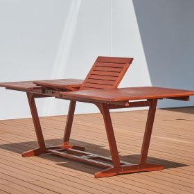 Carlton Reddish Brown Tropical Wood Patio Dining Table with Folding Extension