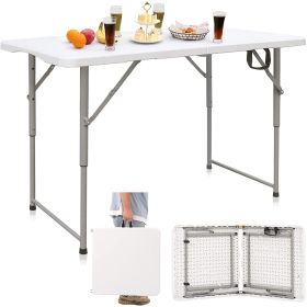 4FT Portable Plastic Folding Table,White