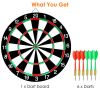 16in Dart Board Game Set 6 Steel Tip Darts Double-sided Dartboard Outdoor Indoor Party Game Set