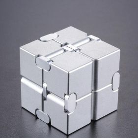 Stress Relief Toy Premium Metal Infinity Cube Portable Decompresses Relax Toys for Adults Men Women (Color: Sliver)