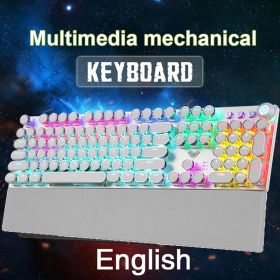 Game mechanical keyboard white punk keycap 104 KEYS computer keyboard laptop keyboard Russian English Hebrew Spanish Arabic (Axis Body: Blue Switch, Color: F2088 English)