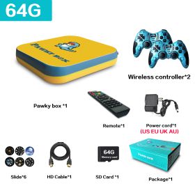 Pawky Box Game Console for PS1/DC/Naomi 50000+ Games Super Console WiFi Mini TV Kid Retro 4K Video Game Player (Bundle: US plug, Color: 64G 33000 Games YB)