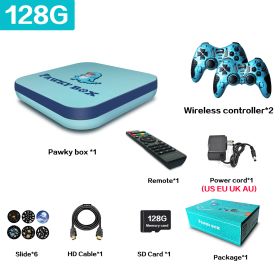 Pawky Box Game Console for PS1/DC/Naomi 50000+ Games Super Console WiFi Mini TV Kid Retro 4K Video Game Player (Bundle: US plug, Color: 128G 50000 Games GB)