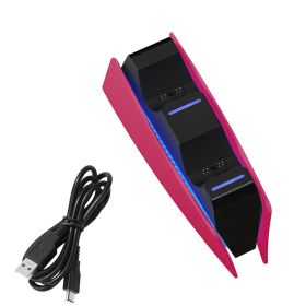 Dual Fast Charger for PS5 Wireless Controller USB Type-C Charging Cradle Dock Station for Sony PS5 Joystick Gamepad New (Color: ROSE RED, Ships From: China)