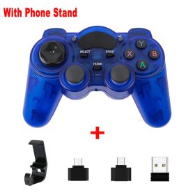 2.4 G Controller Gamepad Android Wireless Joystick Joypad with OTG Converter For PS3/Smart Phone For Tablet PC Smart TV Box (Color: blue with holder, Ships From: China)