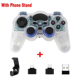 2.4 G Controller Gamepad Android Wireless Joystick Joypad with OTG Converter For PS3/Smart Phone For Tablet PC Smart TV Box (Color: white with holder, Ships From: China)