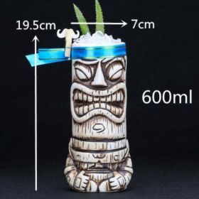 450ml Ceramic Tiki Mug Creative Porcelain Beer Wine Mug Cup Bar Tool - (Color: plum)