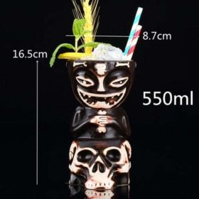 450ml Ceramic Tiki Mug Creative Porcelain Beer Wine Mug Cup Bar Tool - (Color: khaki)