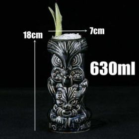 450ml Ceramic Tiki Mug Creative Porcelain Beer Wine Mug Cup Bar Tool - (Color: Chocolate)