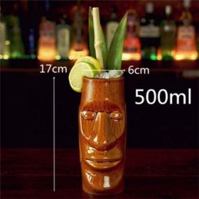 450ml Ceramic Tiki Mug Creative Porcelain Beer Wine Mug Cup Bar Tool - (Color: Champagne)