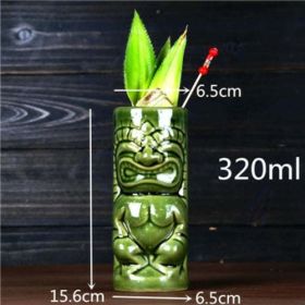 450ml Ceramic Tiki Mug Creative Porcelain Beer Wine Mug Cup Bar Tool - (Color: White)