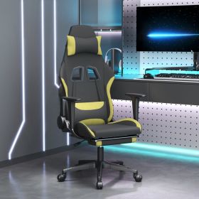 Gaming Chair with Footrest Black and Light Green Fabric (Color: Black)