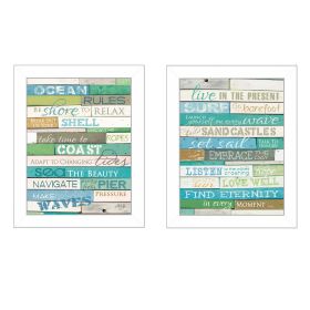 "Live in The Present Collection" 2-Piece Vignette By Marla Rae, Printed Wall Art, Ready To Hang Framed Poster, White Frame (Color: as Pic)