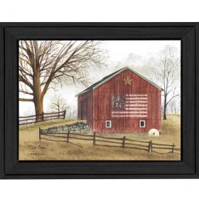 "Flag Barn" By Billy Jacobs, Printed Wall Art, Ready To Hang Framed Poster, Black Frame (Color: as Pic)