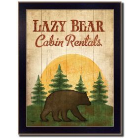 "Lazy Bear" By Mollie B., Printed Wall Art, Ready To Hang Framed Poster, Black Frame (Color: as Pic)