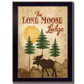 "Lone Moose" By Mollie B., Printed Wall Art, Ready To Hang Framed Poster, Black Frame (Color: as Pic)