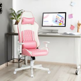 Ergonomic High Back Computer Desk Chair with Headrest and Lumbar Support (Color: Pink)