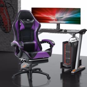 Ergonomic Gaming Chair with Footrest, PU Leather Video Game Chairs for Adults, Reclining Gamer Chair Office Chair with Lumbar Support (Color: as picture)