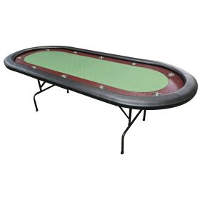 96" Light Series Folding Wooden Racetrack Green Felt Foldable Poker Table (Color: as Pic)