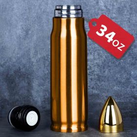 34oz Stainless Steel Bullet Tumbler (Color: Copper)