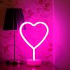 Neon Heart Light LED Neon Signs Night Light Room Decor Heart Shaped Light with Holder Base Table Neon Light for Bedroom Mother's Day Gift