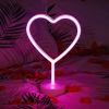 Neon Heart Light LED Neon Signs Night Light Room Decor Heart Shaped Light with Holder Base Table Neon Light for Bedroom Mother's Day Gift